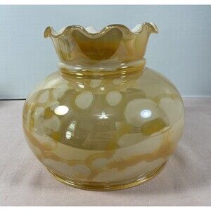 Milk Glass marbled / mica faux Crimped Lamp Shade 7" Fitter  Vintage Hurricane